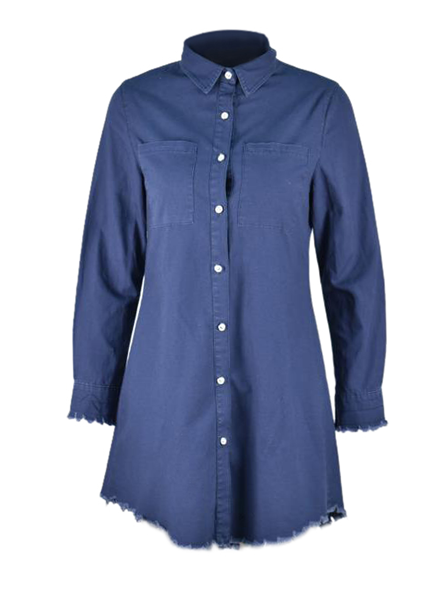 Oversize Thin Denim Jacket for Women Juniors Tassel Jean Jacket Boyfriend Long Sleeve Coat Outwear Tops Ladies Denim Button Lapel V Neck Casual Tunic T-Shirt - image 4 of 4