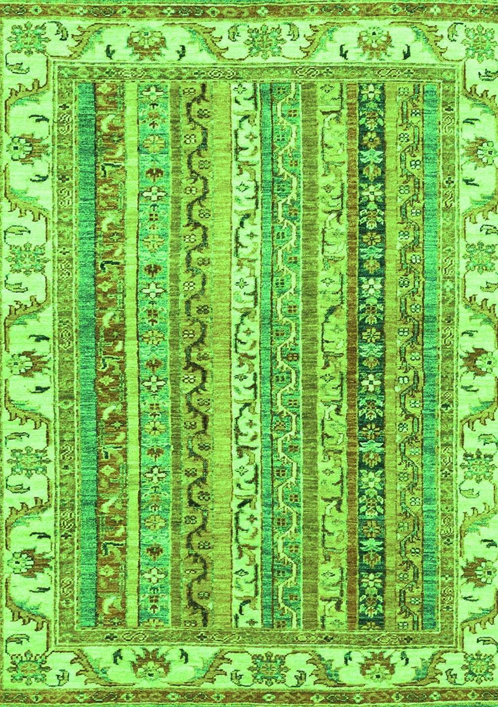Ahgly Company Indoor Rectangle Abstract Green Modern Area Rugs, 2' x 5 ...
