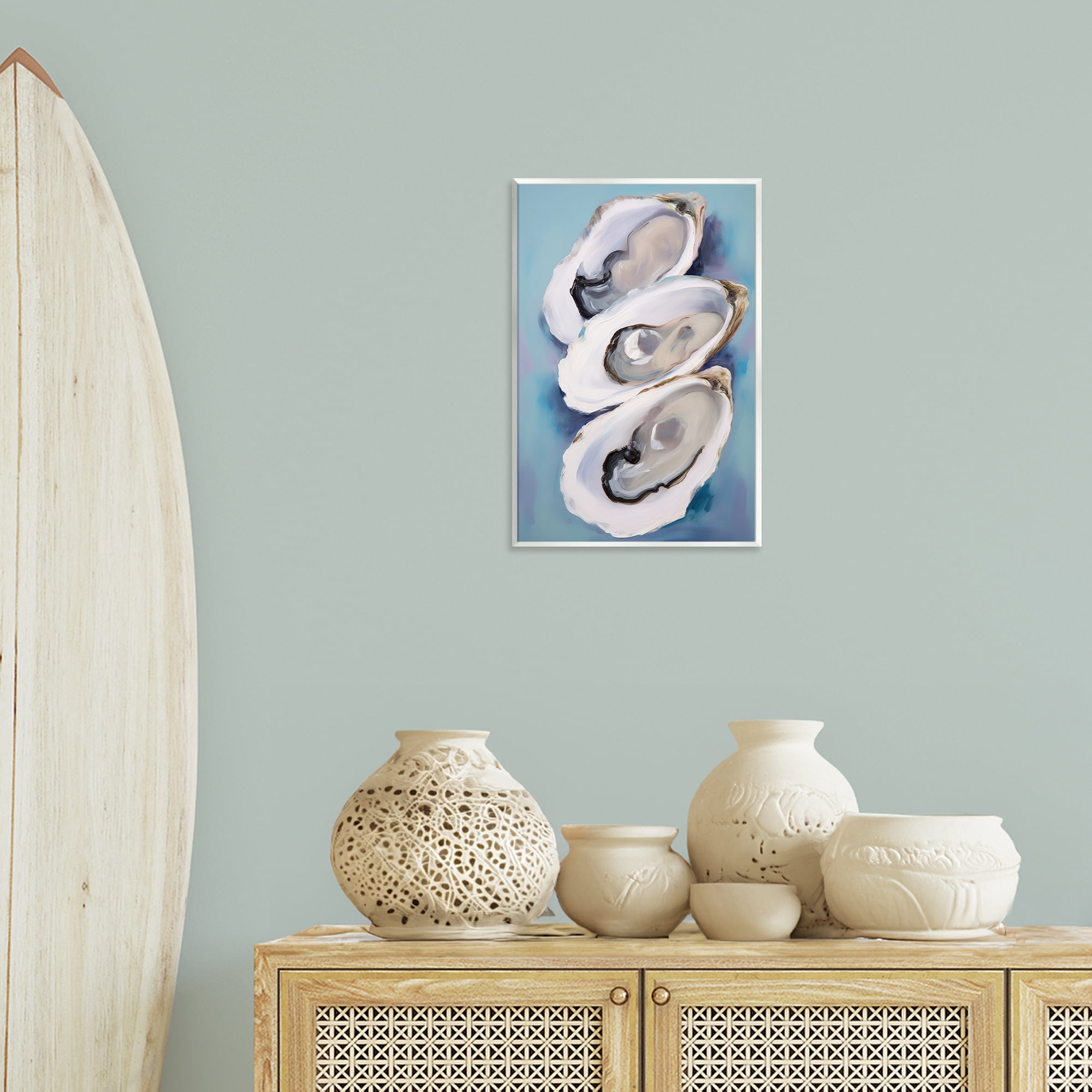 Stupell Industries Three Oyster Shells Animals & Insects Painting Unframed Art Print Wall Art, 13 x 19
