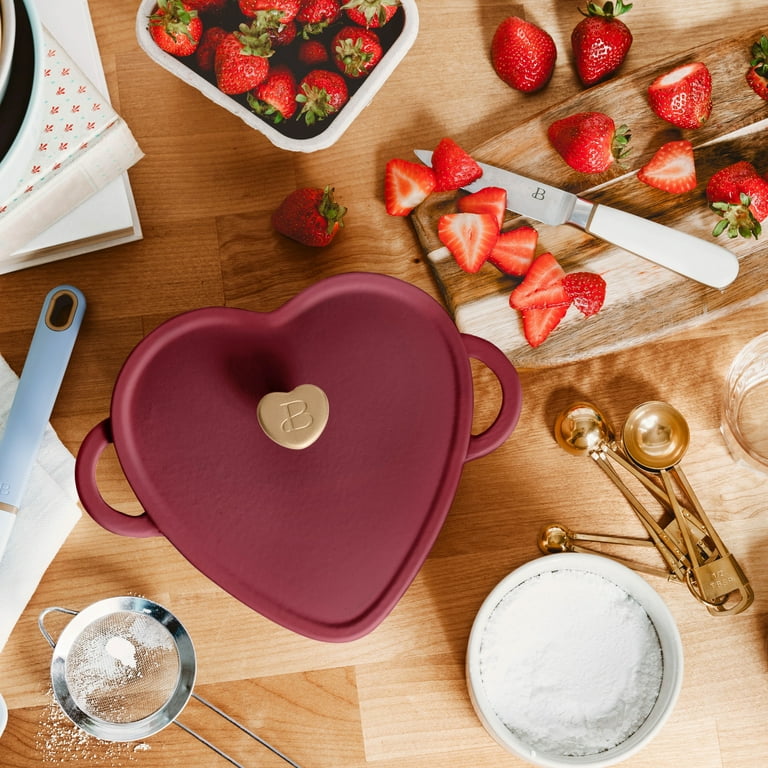 2QT Cast Iron Heart Dutch Oven, Pink Champagne by Drew Barrymore