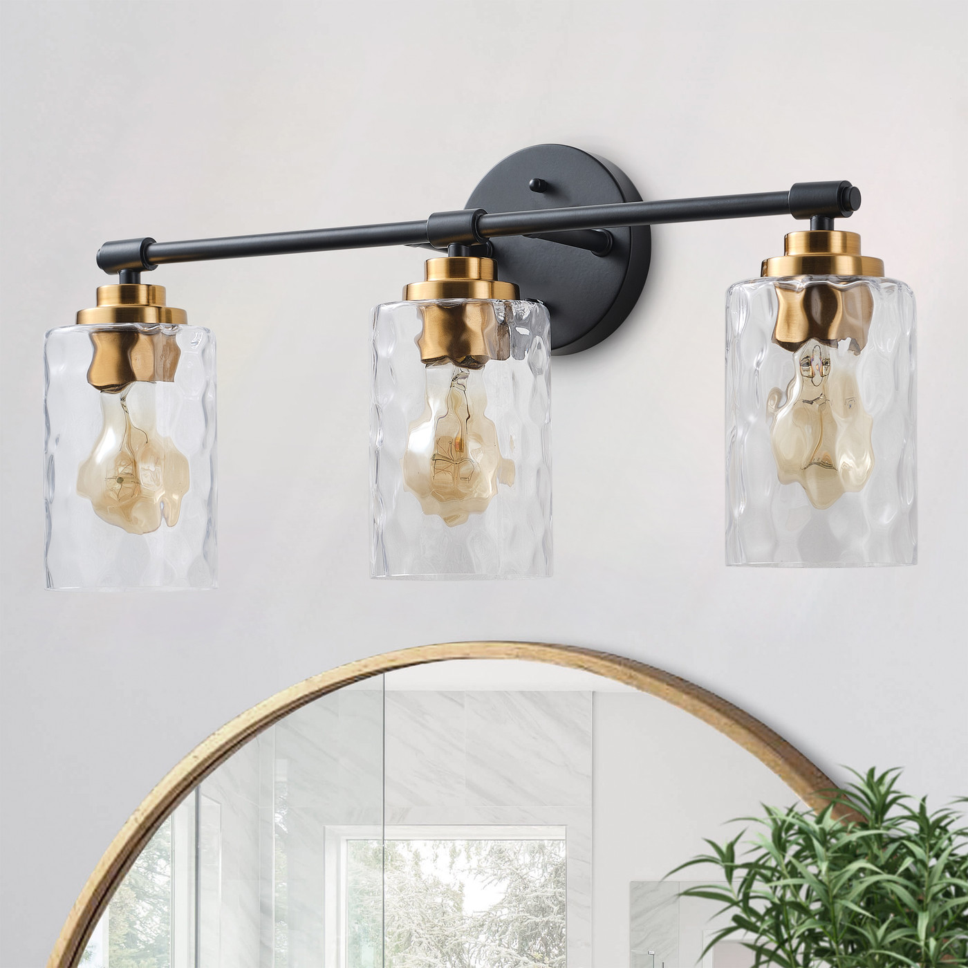 Aiwen 3-Light Stunning Vanity Light Modern Wall Sconce with Crystal Shade Rustic Bathroom Light Fixture over Mirror
