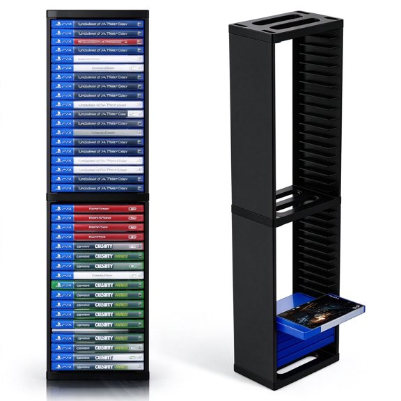 Game Storage Stand Tower, Universal Game Disc Holder Organizer for PS5 PS4 Xbox Series S, Vertical Rack Holds 36 Discs