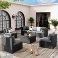 thumbnail image 2 of POTEBAN 7 Pieces Patio Conversation Set, Outdoor Black PE Wicker Sectional Sofa for Backyard Garden, Grey, 2 of 9
