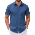 thumbnail image 3 of COOFANDY Men's Polka Dot Business Shirts Short Sleeve Button Up Shirt Summer Business Casual Shirts, 3 of 6