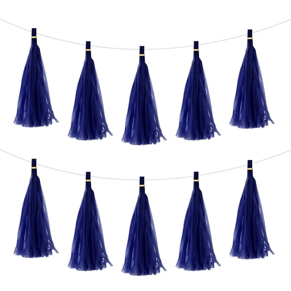 30Pcs Drak Blue Tassel Garland Banner w Rope for Wedding Birthday Party Decoration