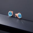 thumbnail image 5 of Gem Stone King 4.98 Ct Oval Checkerboard Swiss Blue Topaz 18K Rose Gold Plated Silver Earrings, 5 of 5