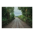 thumbnail image 1 of Landscape Cutting Board, Wooden Bridge Between Exotic Trees Jungle Freshening Relax Road Nature Image, Decorative Tempered Glass Cutting and Serving Board, Small Size, Brown Green, by Ambesonne, 1 of 1