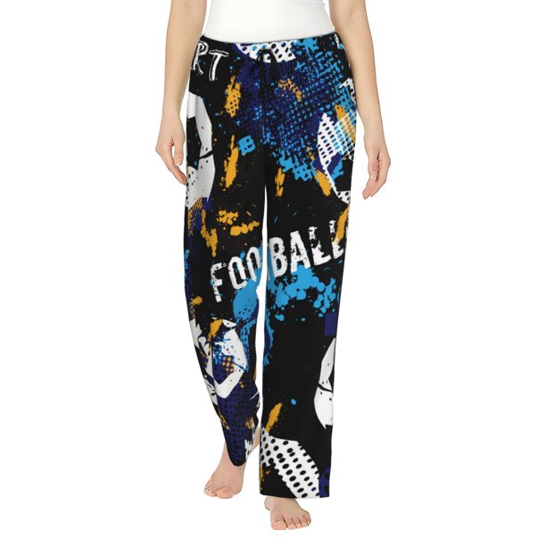 Balery Football Pantalones de pijama para mujer, pijamas ultraligeros, pantalones de estar por casa-Small