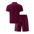 thumbnail image 5 of Men'S Half Zip for . Short Sleeve Shirt and Drawstring Shorts Two Piece Outfit Wine Red XXXL, 5 of 6
