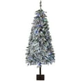 thumbnail image 4 of BeesClover 6/7 Ft Snow Flocked Pre-Lit Xmas Tree, Realistic PE Branches, 200 Multi-Color Lights, Full Christmas Tree with Sturdy Metal Stand, 4 of 8