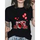 thumbnail image 1 of Camisetas con estampado de flores y globos para mujer, moda informal, cuello redondo, manga corta, regalo de San Valentín para primavera y verano., 1 of 6