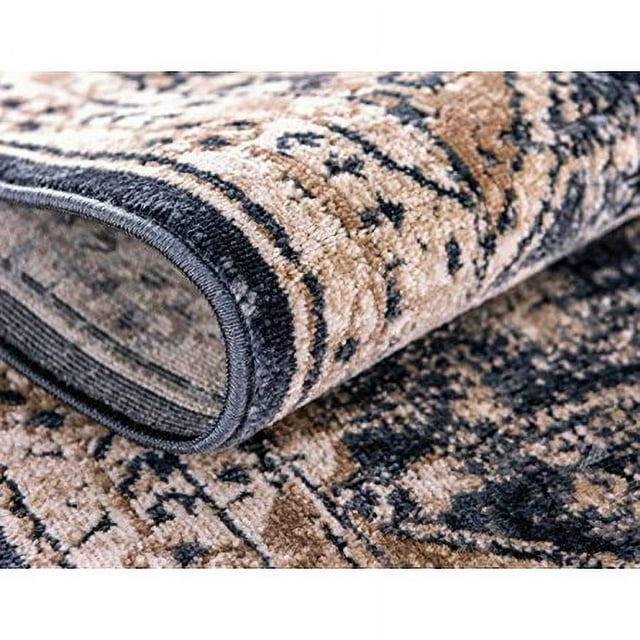 Unique Loom Chateau Collection Vintage, Distressed, Medallion, Rustic, Traditional Area Rug, 4 0 x 6 0 Rectangular, Beige/Navy Blue