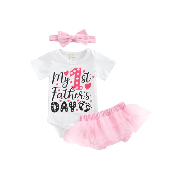 Genuiskids Fathers Day Outfit Baby Girl Newborn Infant My 1st Father's