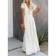 thumbnail image 3 of Vestido de novia de encaje floral con escote en V para mujer, vestido largo de fiesta de noche para dama de honor de manga corta, 3 of 6