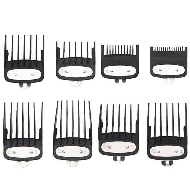 Paquete de 8 guías de corte de protectores de cortadora compatibles con cortadora Wahl, de 1/16 de pulgada a 1 pulgada (1,5-25 mm)