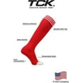 thumbnail image 4 of TCK Prosport Kids Soccer Socks – Long Striped Tube Socks for Boys, Girls, Football & Softball (Scarlet/White, X-Small), 4 of 4