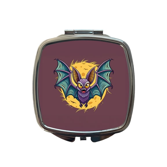 Bat Flying Halloween Spooky Travel Makeup Handbag Purse Small Pocket Compact Mirror