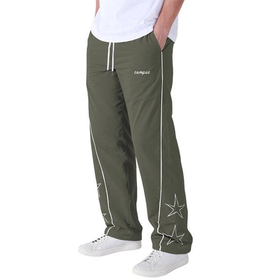 Men's Cargo Pants with Drawstring and Multiple Pockets, Casual Hiking Trousers, Army Green, Size L