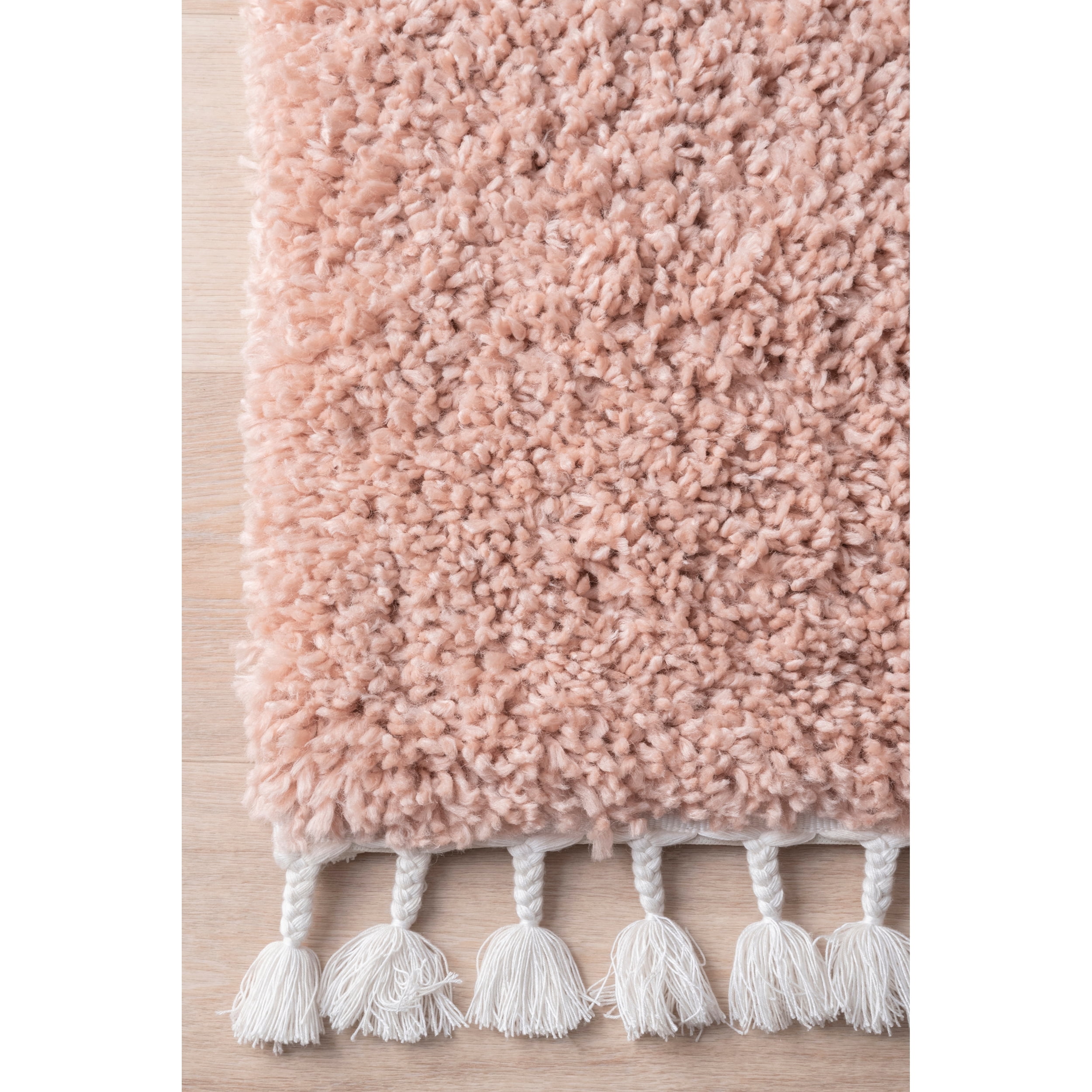 nuLOOM Neva Modern Tasseled Shag Blush 2' x 3' Modern Area Rug