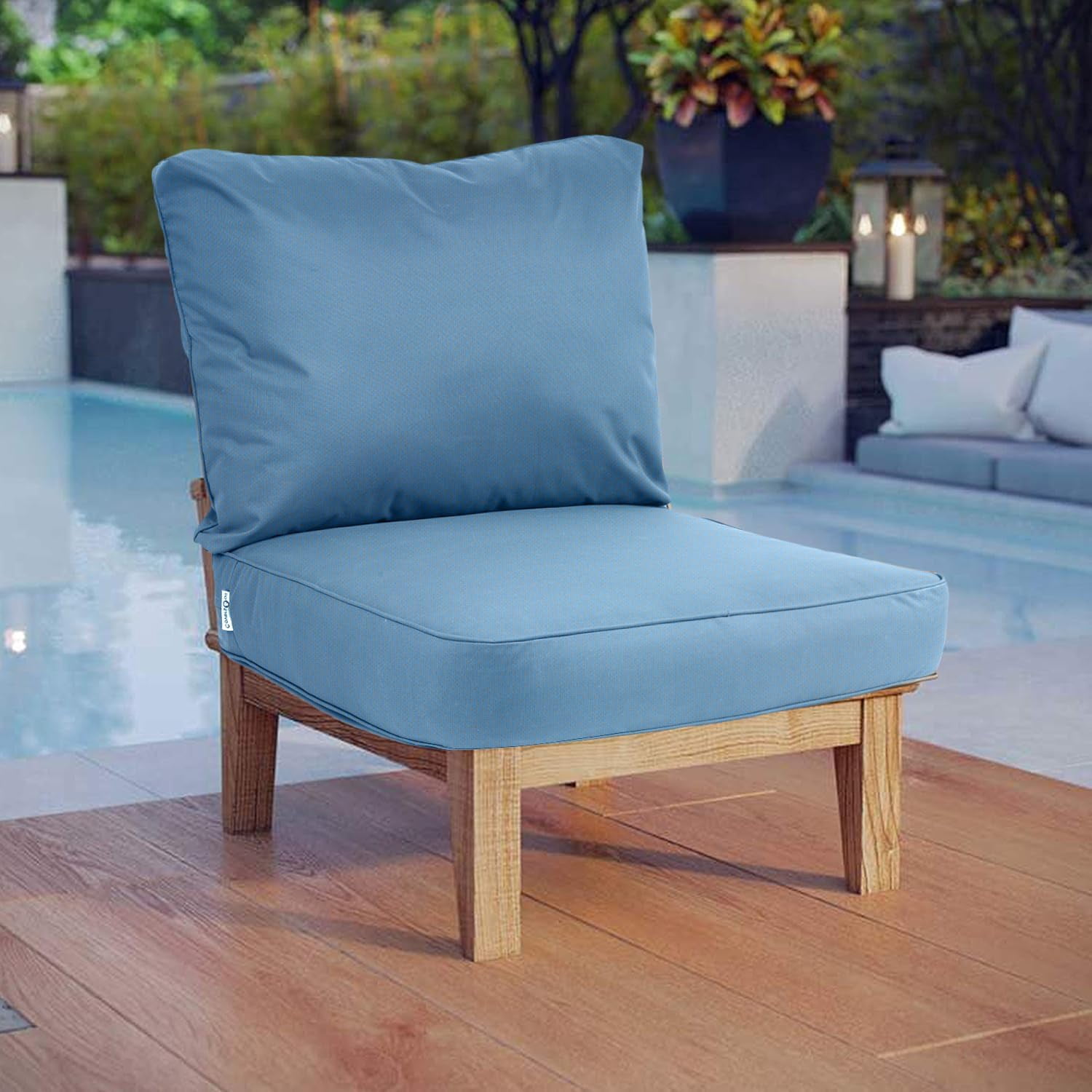 Covers & All Outdoor Seat Cushion Set (Seat + Back) for Patio Furniture, Pack of 2, Water Repellant Replacement Chair Cushions (Sky Blue, 28.5"x28.5"x5" Seat & 28.5"x19" Back)