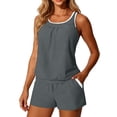 thumbnail image 4 of snilers Tankini Swimsuits for Women Two Piece Bathing Suit with Boy Shorts Color Block Modest Scoop Neck Swimwear S-2XL, 4 of 9