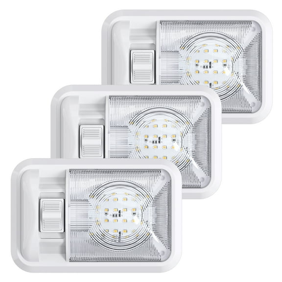 3 Pack 12V Led RV Ceiling Dome Light RV Interior Lighting for Trailer Camper with Switch, Single Dome 280LM