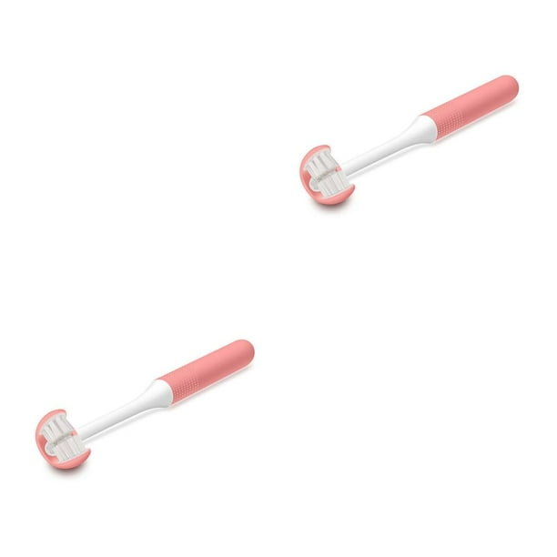 Vogacara Cepillos de manuales de 3 lados Cepillos de envueltos para niños Herramientas de limpieza de la salud Suministros para el Rosa 2piezas Vogacara CBP192806