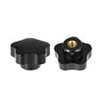 thumbnail image 3 of Uxcell M10 Female Thread 38mm Head Brass Insert Star Knobs Black 10 Pack, 3 of 5