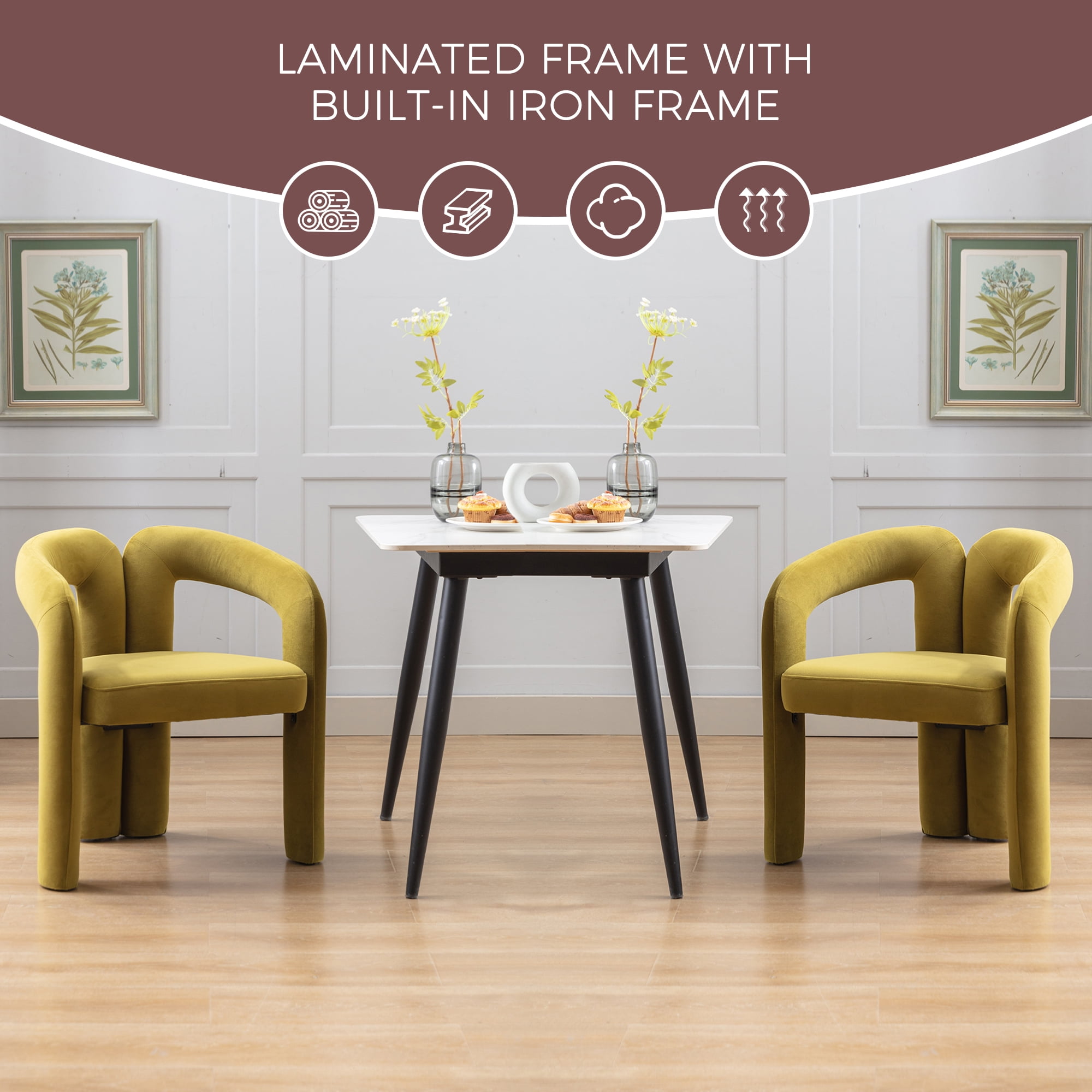 Sailvan Contemporary Velvet Barrel Accent Dining Chairs, Set of 2, Upholstered Side Chairs, Beige