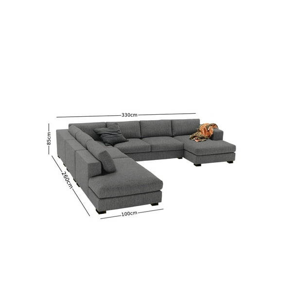 SALA VANCOUVER REMATESMXMUEBLES tapizada en lino GRIS izquierda 8 personas