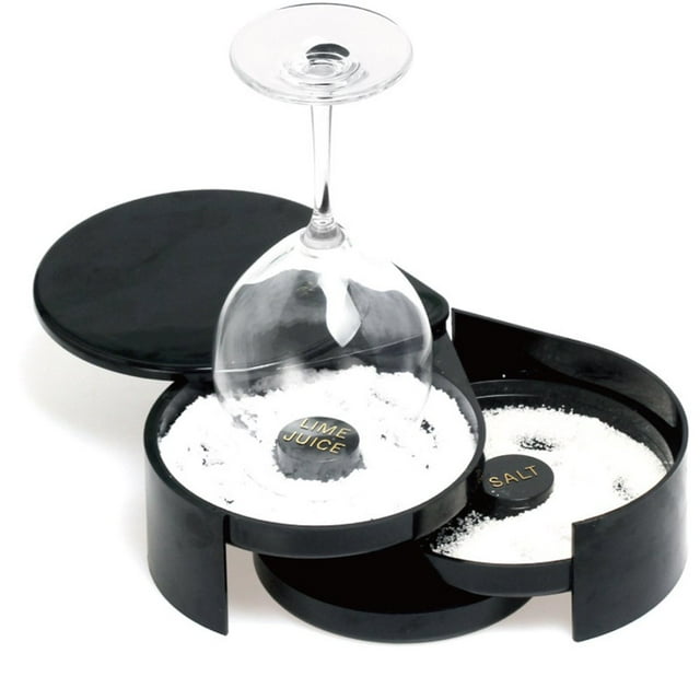 MesaSe 3 Tier Bar Glass Rimmer for Margarita and Cocktail Bartender Tool Salt Box Spice Container