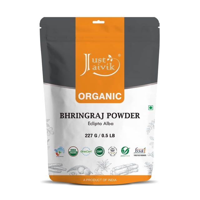 Polvo orgánico de Bhringraj Just Jaivik 227 g para el cuidado del cabello