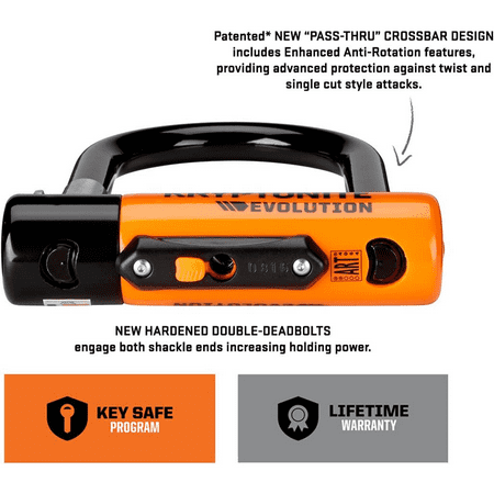 Kryptonite - Evolution Standard U-Lock - Black and Orange