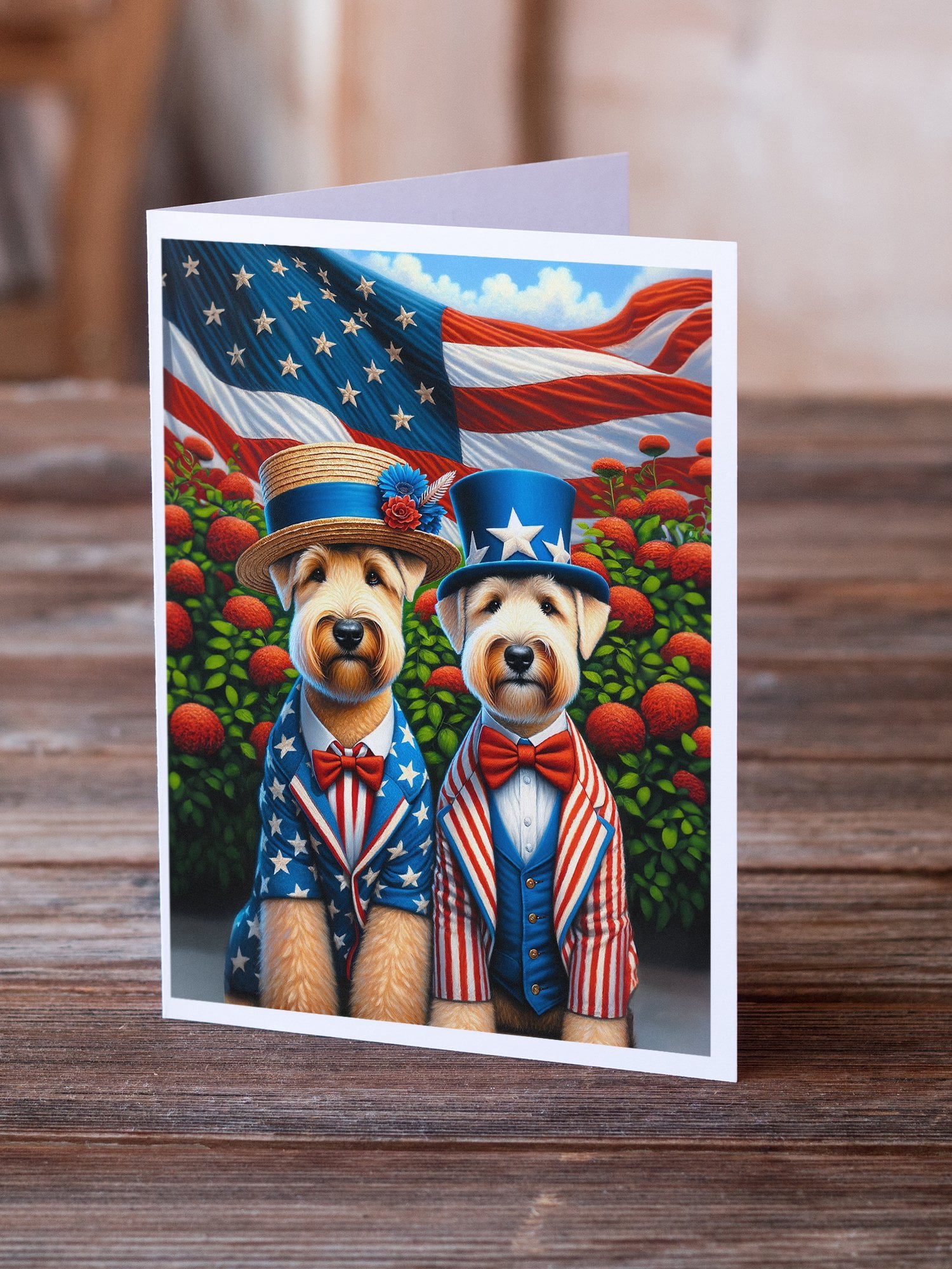 All American Wheaten Terrier Greeting Cards Pack of 8 7 in x 5 in