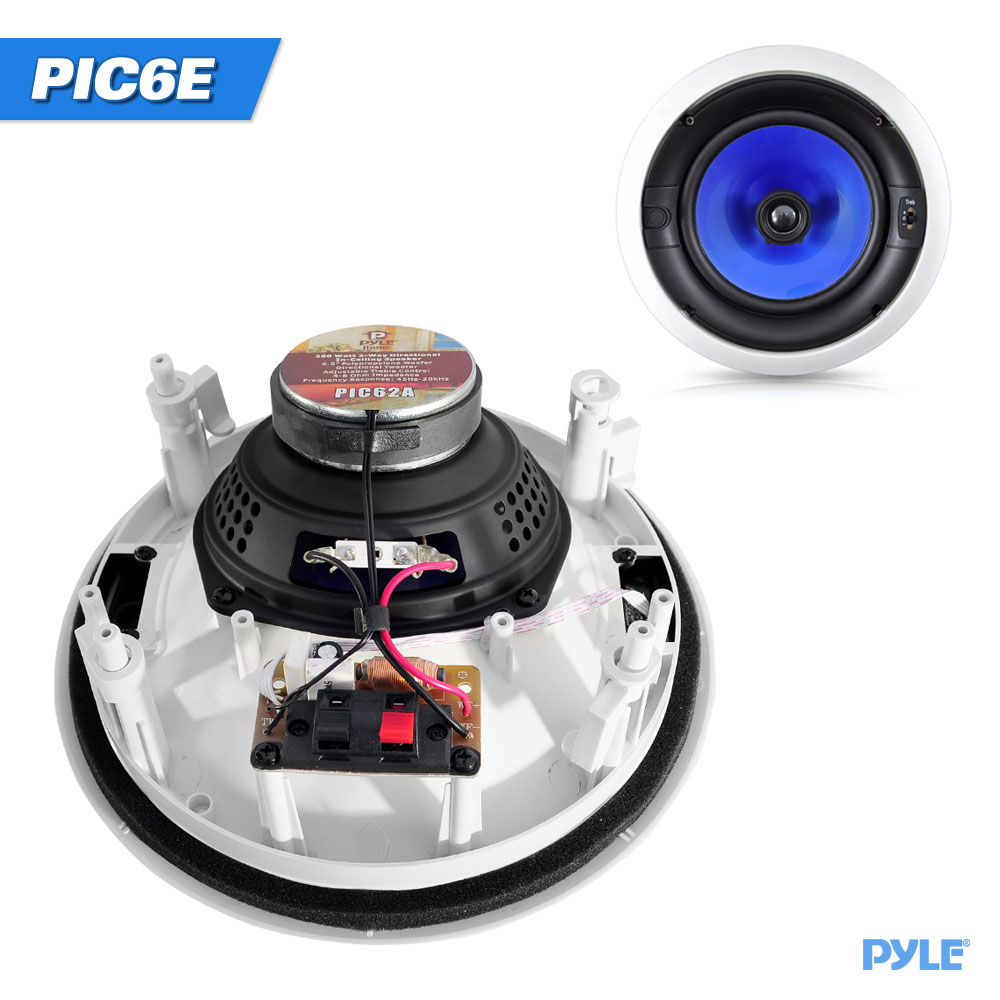 Pyle Audio 6.5 Inch 2 Way 250W Flush Mount Hi Fi In Wall Ceiling Speakers, Pair - image 4 of 4