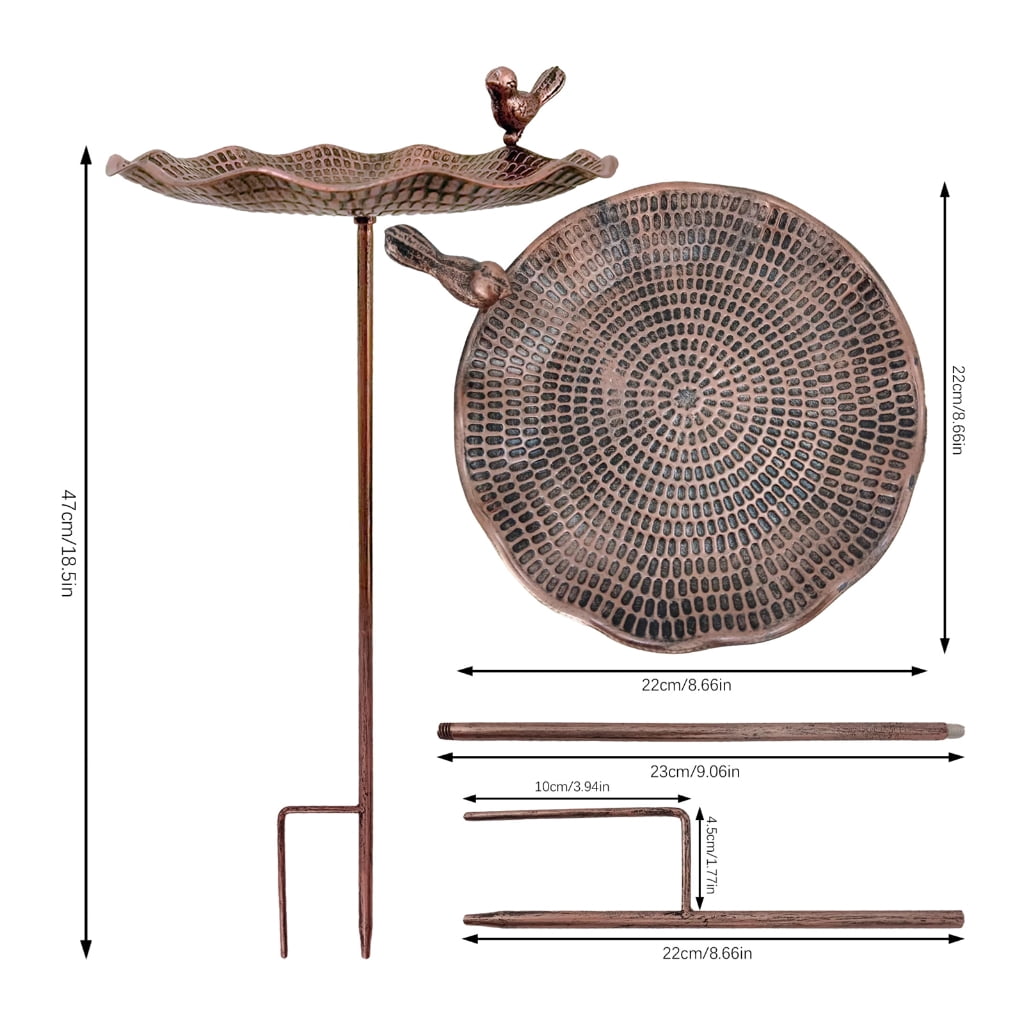 Large Frostproof Metal Bird Bath For Garden Outdoor Decoration Vintage Iron Water Bowl Wild Birds Feeder Easy to