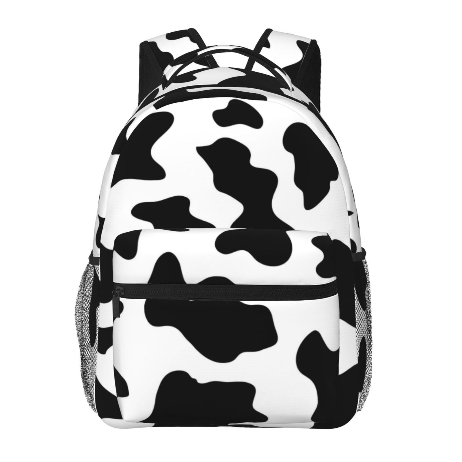 Ratiio Milk Cow Print Eco-Friendly Casual Backpack, Water-Resistant Polyester Canvas Daypack with Smooth Zippers, Comfortable & Durable Travel Bag with Laptop Compartment