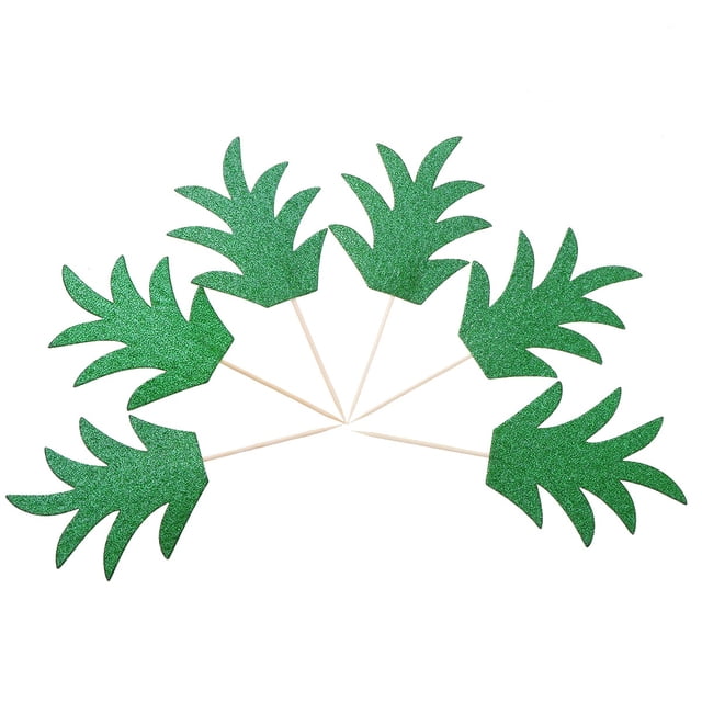 24 Pcs Cake Topper Pineapple Leaves Toothpick Flag for Cakes Cheesecakes Cookies Cocktail Decoration (Green)