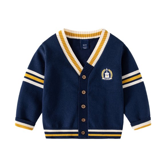 Beautyzll Chandail Tricoté à Boutons pour Bébés Garçons Cardigan pour Tout-Petits Chandail pour Enfants Automne Tricot Col en V Chandail Brodé Ample Décontracté Veste à Boutons Manteau 2-7a