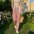 thumbnail image 2 of EDFBUYKRS Female Women Pants Casual Sweatpants Women Petite Short Set Women's Casual Pants Lace Trim Straight Leg Pants Comfortable Breathable Summer Fall Travel Outdoor Everyday Wear L, 2 of 5