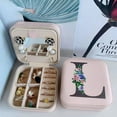 thumbnail image 1 of Estuche de joyería de viaje, organizador de joyas de viaje, joyero de viaje rosa, regalos de viaje para mujeres y niñas, joyero - Inicial L, 1 of 5
