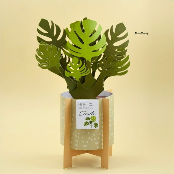 G12-3D Pop Up Monstera Card for birthday, decoration, thank you, etc.
