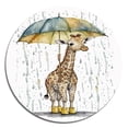 thumbnail image 2 of Designart "Tall-Neck s Drizzly Day" Animals Giraffe Metal Round Wall Art Prints, 2 of 5