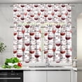 thumbnail image 2 of Kitchen Curtains Valance and Tiers Set Wine Cups Print Rod Pocket Modern Style Cafe Bar Window Curtains 3 Piece Set, Easy to Install, 2 of 5
