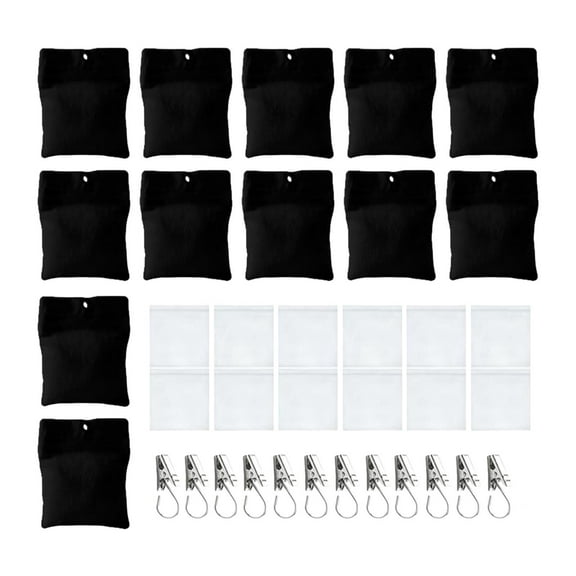 YWMJZEU 12 Pieces Outdoor Curtain Weights, Curtain Weighted Bags Professional Heavy Duty Black