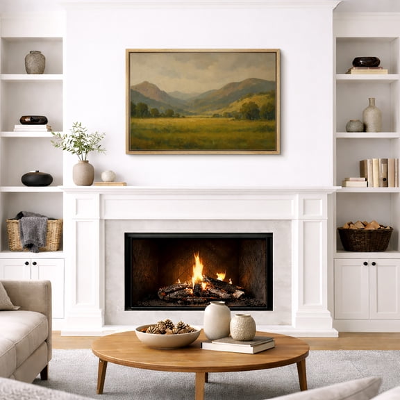 Framed Canvas Print Vintage Countryside Landscape Wall Art Rustic Decorative for Living Room Bedroom - 16"x24" NATURAL