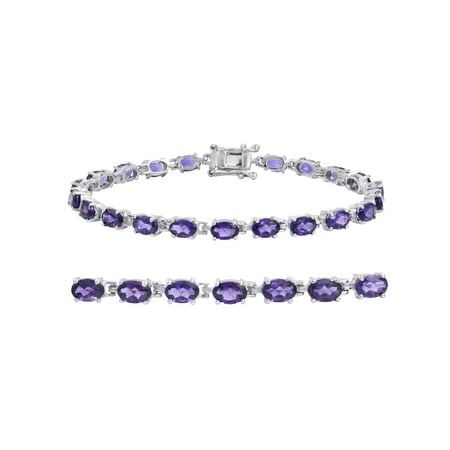 3 Stone Sterling Silver Bracelet Gemstone Tennis Bracelet in Sterling Silver Choose from Amethyst, Blue Topaz or Peridot ()