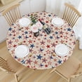 thumbnail image 3 of Memorial Day 4th of July Round Fitted Tablecloth with Elastic Edge 44-48 Inch Red White Blue Star Table Cover Independence Day Patriotic Table Cloth Washable for Kitchen Picnic, 3 of 8