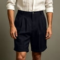 thumbnail image 6 of hlysgo Men's Relaxed Straight Pleated shorts Business Work Golf Dress Shorts Casual Summer Stretch Flat Front Shorts with Pockets Navy,XL, 6 of 6