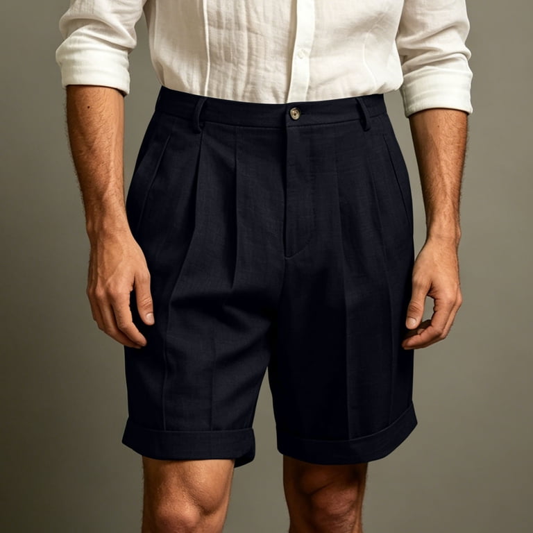 mens pleated dress shorts Men's Sand Pleated Dress Shorts